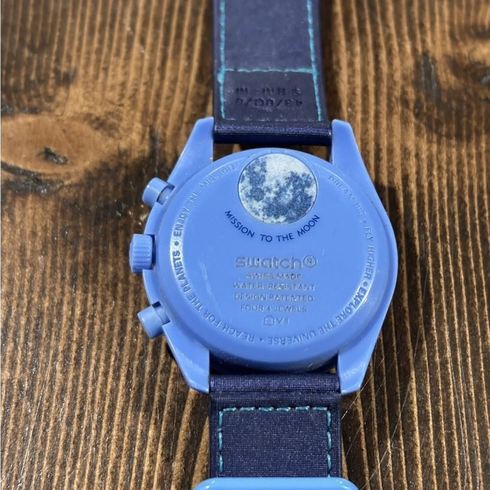 Blue Moon omega Swatch Chronograph Watch